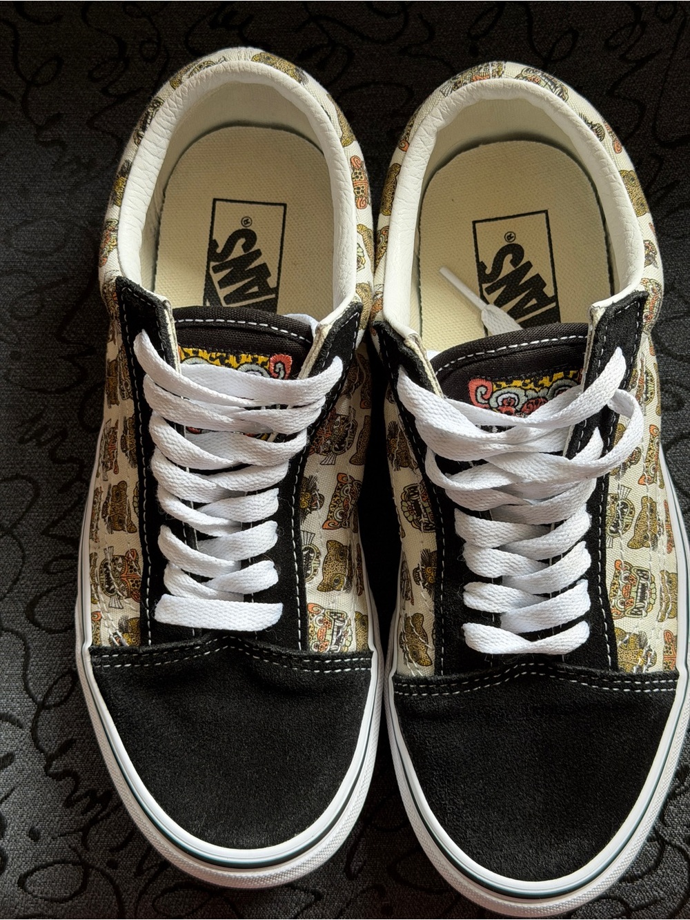 Vans Black & Cream Graphic Old Skool Sneakers